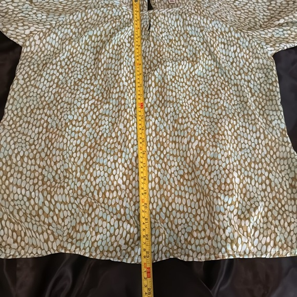 CAbi Blouse blue, green pebble pattern sheer lightweight - Picture 7 of 8